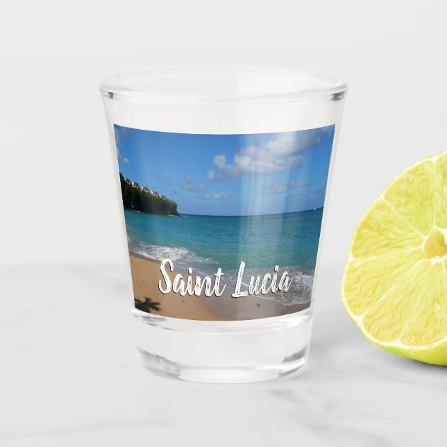 Saint Lucia Beach Tropical Ferien Landschaft Schnapsglas (Vorderseite)