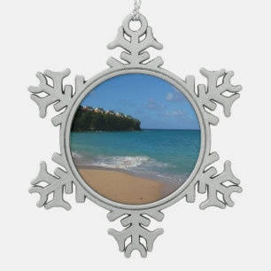 Saint Lucia Beach Tropical Ferien Landschaft Schneeflocken Zinn-Ornament