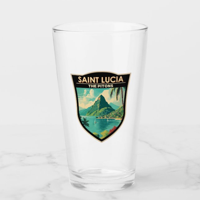 Saint Lucia Die Pitons Reisen Kunst Vintag Glas (Vorderseite)