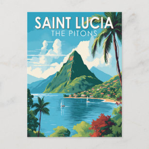 Saint Lucia Die Pitons Reisen Kunst Vintag Postkarte