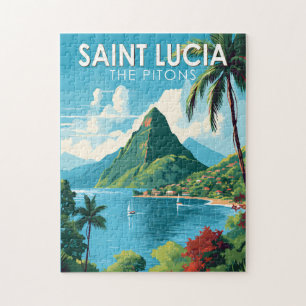 Saint Lucia Die Pitons Reisen Kunst Vintag Puzzle