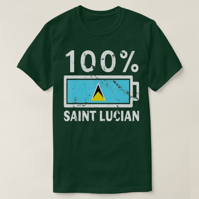 Saint Lucia Flag 100 Saint Lucian Battery Power T-Shirt (Design vorne)