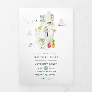 Saint Lucia Hochzeit in Urlaubsort Foto Tri-Fold C Dreifach Gefaltete Karte