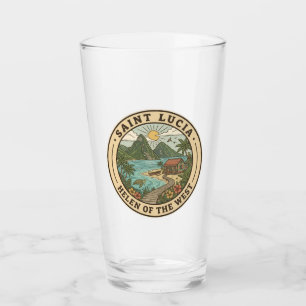 Saint Lucia Illustration Reise Kunst Abzeichen Glas