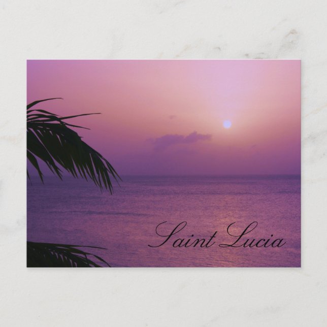 Saint Lucia Lila Sunset Postkarte (Vorderseite)