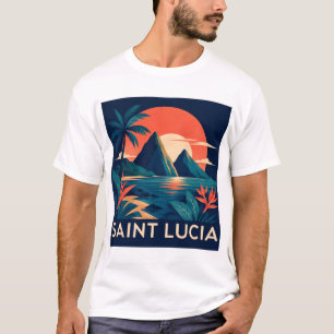 Saint Lucia Moderne Geometrische Karibik-Reise-T-S T-Shirt