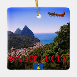 SAINT LUCIA Panorama Keramik Ornament