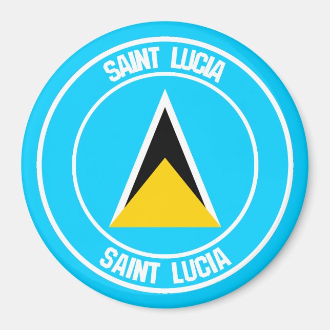 Saint Lucia RundEmblem Magnet (Vorne)