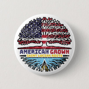 Saint Lucia Saint Lucian American USA Tree Roots Button