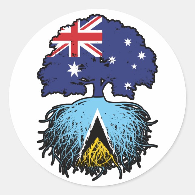 Saint Lucia Saint Lucian Australien Tree Runder Aufkleber (Vorderseite)