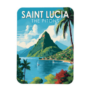 Saint Lucia The Pitons Reise Kunst Vintage Magnet