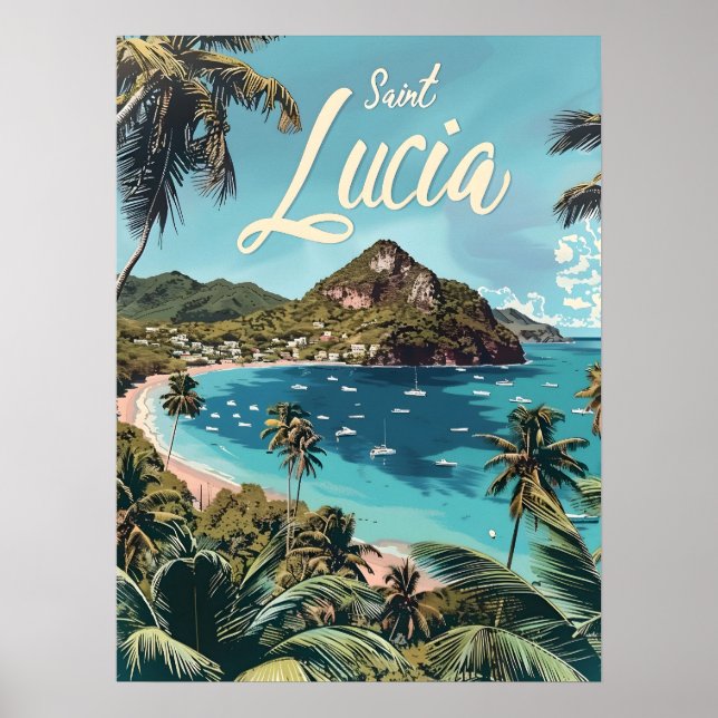 Saint Lucia Tropical Beach Poster (Vorne)
