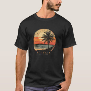 Saint Lucia Vintag Surfer Karibik Palmen T-Shirt