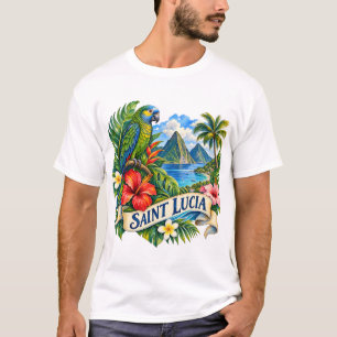 Saint Lucia Wasserfarbe Karibik Reise T-Shirt