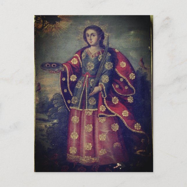 Saint Lucy im Stil der Cusco-Schule Postkarte (Vorderseite)