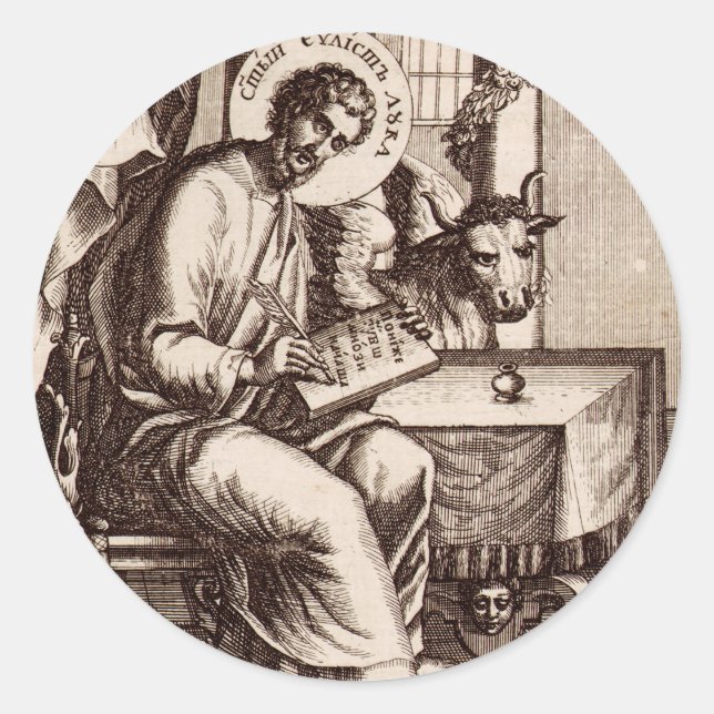 Saint Luke, Evangelist und Apostel Runder Aufkleber (Vorderseite)