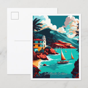 Saint Maarten Karibik Reiseillustration Postkarte