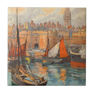 Saint Malo, Frankreich, Vintage Reiseposter Kunst Fliese