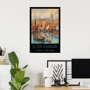 Saint Malo, Frankreich, Vintage Travel Poster Art