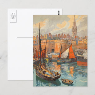 Saint Malo, Frankreich, Vintage Travel Poster Art Postkarte