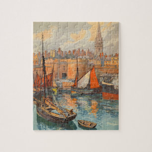 Saint Malo, Frankreich, Vintage Travel Poster Art Puzzle