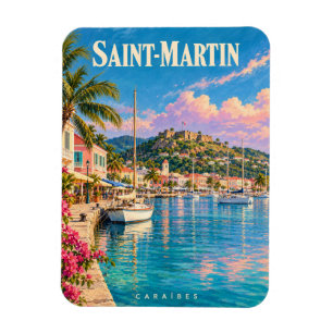 Saint-Martin Karibik Vintage Reiseplakat Magnet