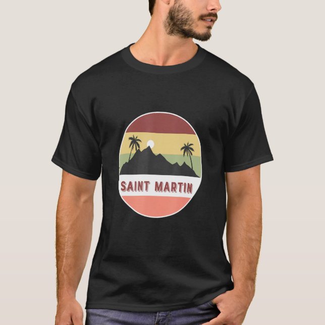 Saint Martin Mountain und Palmen T-Shirt (Vorderseite)