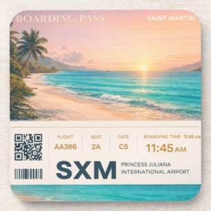 Saint Martin SXM Bordkarte Sonnenuntergang Getränkeuntersetzer