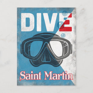 Saint Martin Vintage-Tauchmaske Postkarte