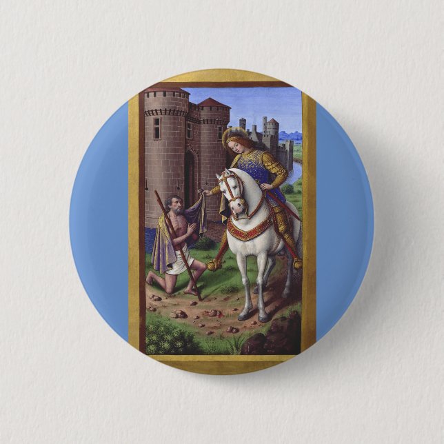 Saint Martin von Tours schneidet seinen Mantel in  Button (Vorderseite)