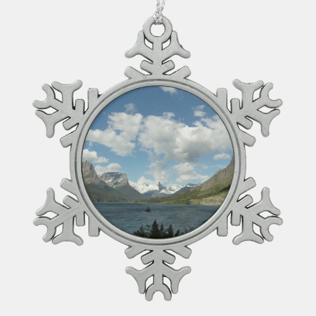 Saint Mary Lake II am Glacier National Park Schneeflocken Zinn-Ornament (Vorderseite)