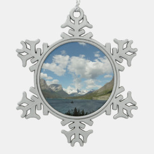 Saint Mary Lake II im Glacier-Nationalpark Schneeflocken Zinn-Ornament