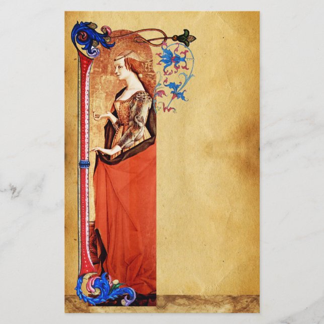 SAINT MARY MAGDALENE FLORENTINE FLORAL PARCHMENT BRIEFPAPIER (Vorderseite)