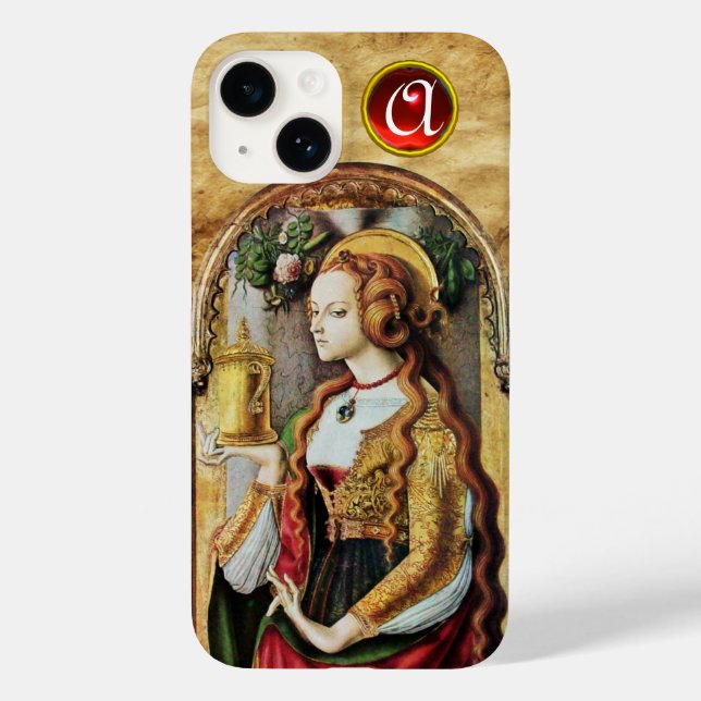 SAINT MARY MAGDALENE Parchment Ruby Gem Monogram Case-Mate iPhone Hülle (Rückseite)