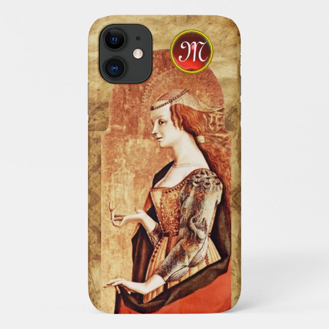 SAINT MARY MAGDALENE Parchment Ruby Gem Monogram Case-Mate iPhone Hülle (Rückseite)
