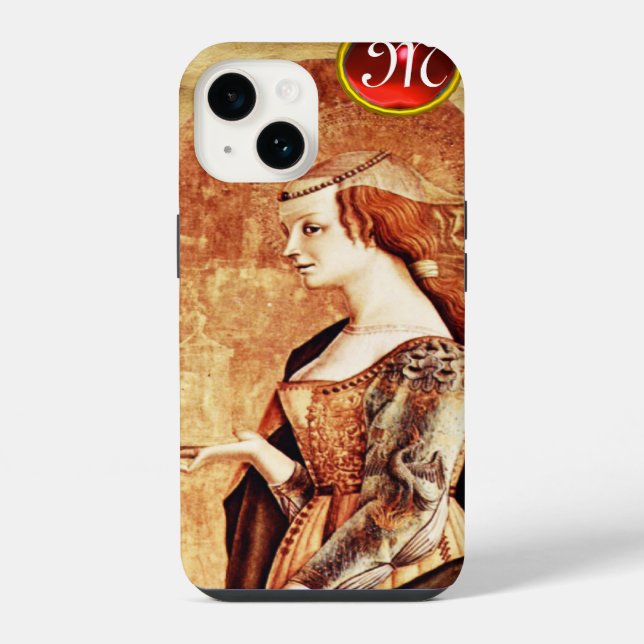 SAINT MARY MAGDALENE Parchment Ruby Gem Monogram iPhone Hülle (Rückseite)
