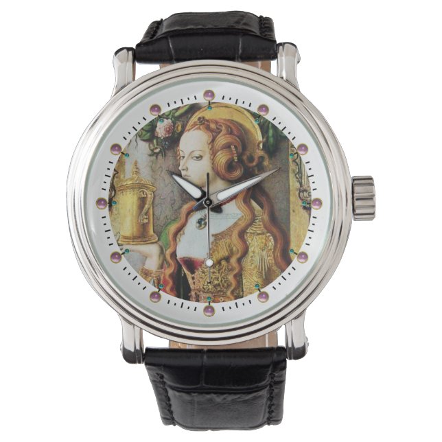 SAINT MARY MAGDALENE Rosa Edelsteine, weiß Armbanduhr (Vorderseite)