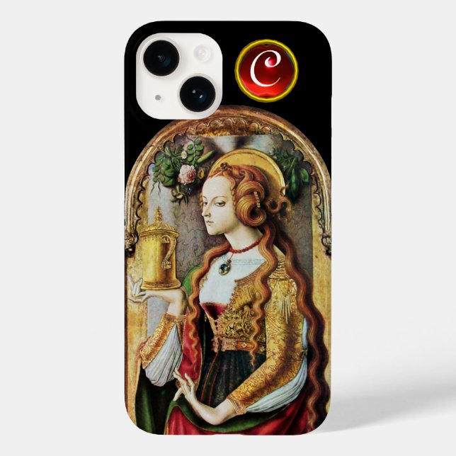 SAINT MARY MAGDALENE Ruby Gem Monogram ,Black Case-Mate iPhone Hülle (Rückseite)
