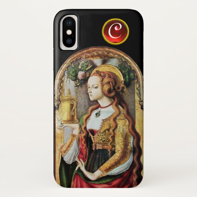 SAINT MARY MAGDALENE Ruby Gem Monogram ,Black Case-Mate iPhone Hülle (Rückseite)