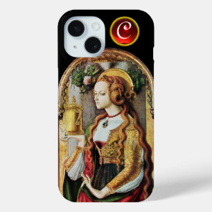 SAINT MARY MAGDALENE Ruby Gem Monogram ,Black iPhone 15 Hülle