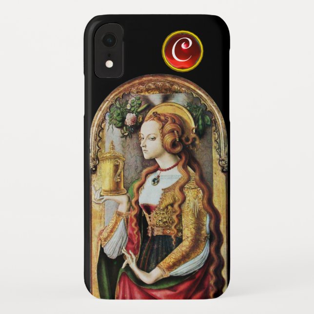 SAINT MARY MAGDALENE Ruby Gem Monogram ,Black Case-Mate iPhone Hülle (Rückseite)