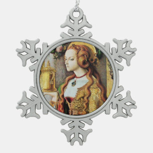 SAINT MARY MAGDALENE SCHNEEFLOCKEN Zinn-Ornament