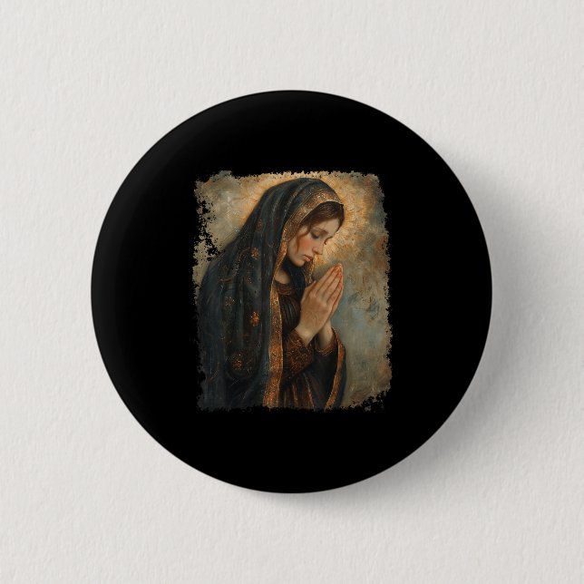 Saint Mary Praying Mother Of Jesus  Button (Vorderseite)