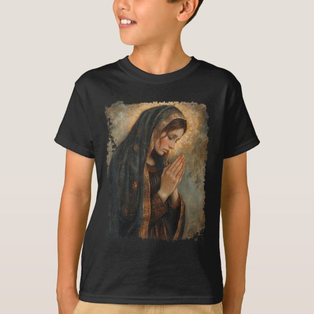Saint Mary Praying Mother Of Jesus  T-Shirt (Vorderseite)