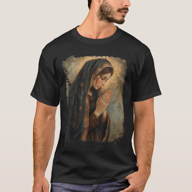 Saint Mary Praying Mother Of Jesus  T-Shirt (Vorderseite)