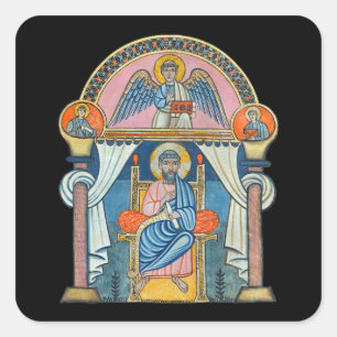 Saint Matthew Mittelalterliches Manuskript Kunst Quadratischer Aufkleber