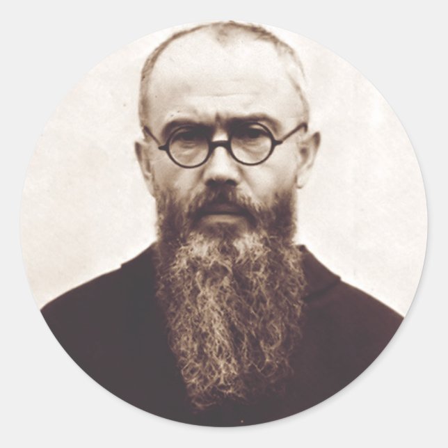 Saint Maximilian Kolbe polnischer katholischer Pri Runder Aufkleber (Vorderseite)
