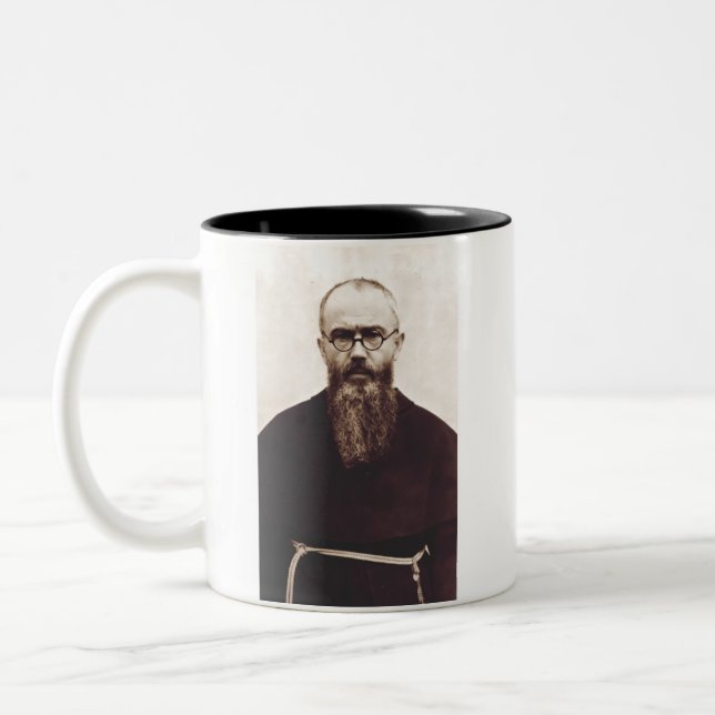 Saint Maximilian Kolbe polnischer katholischer Pri Zweifarbige Tasse (Links)