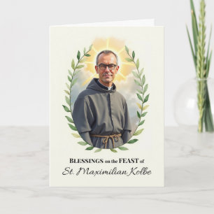 Saint Maximilian Kolby Festtag Segen Wreath Karte