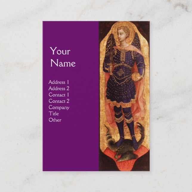 SAINT MICHAEL ARCHANGEL MIT DRAGON MONOGRAM Gold Visitenkarte (Vorderseite)